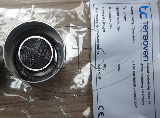 Outlet filter unit Type 229‐04‐A Ø34 mm, l = 43 mm Material 1.4404
